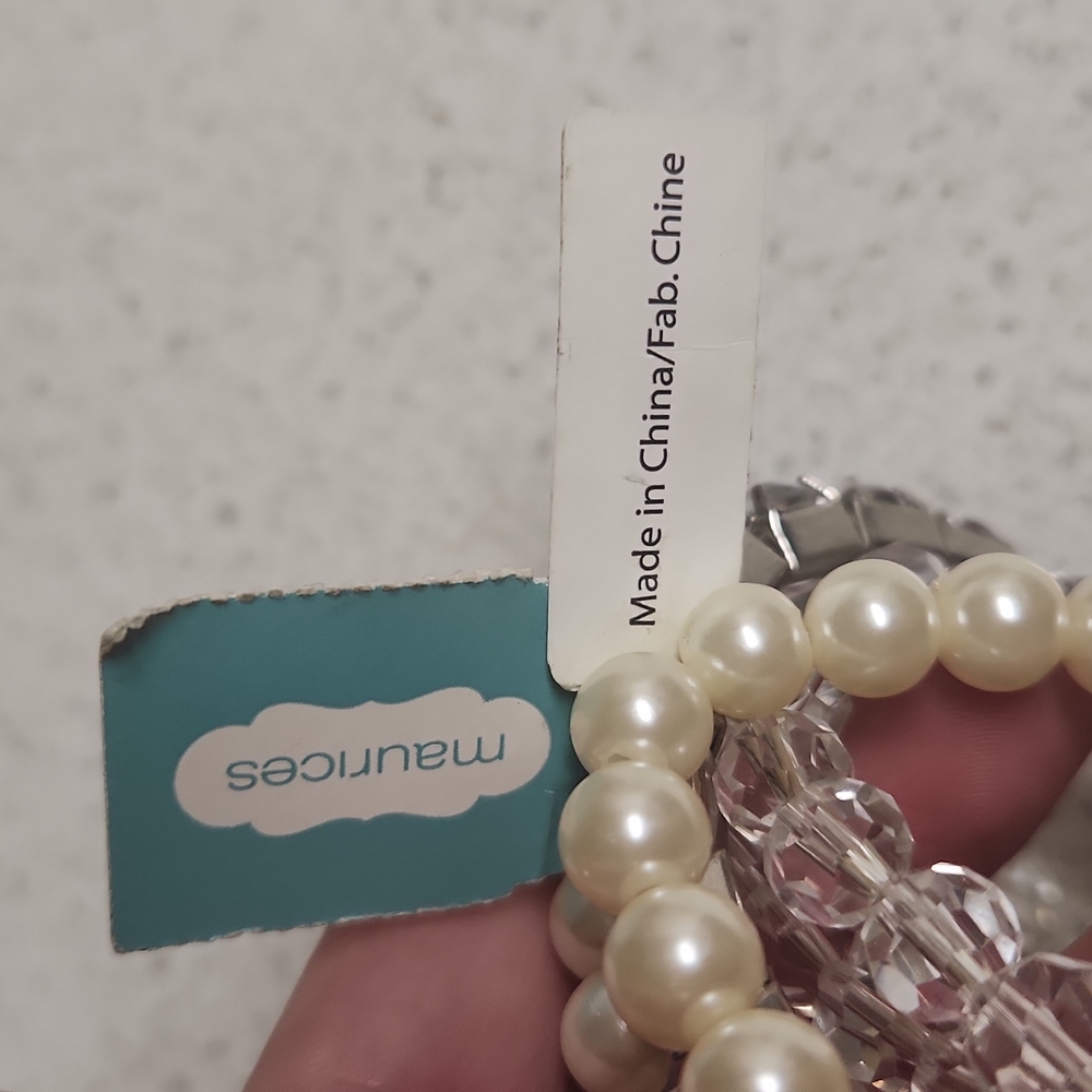 Maurices 5 Tier Faux Pearl and Gem Beaded Fashion Bracelets - Picture 3 of 7